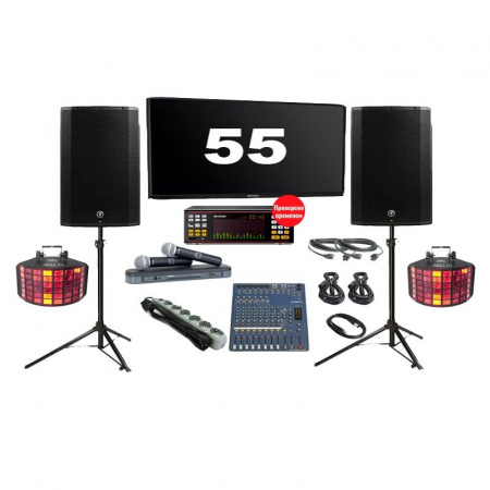 Профессиональная караоке-система AST-100 + плазма 55 на стойке + комплект звука на 1кВт + свет